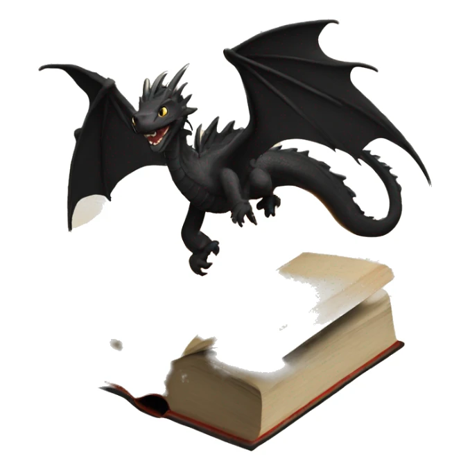 black dragons flying out of book sticker