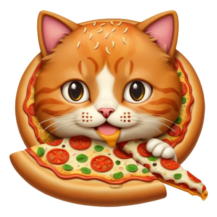 burger cat eating a slice of pizza sticker
