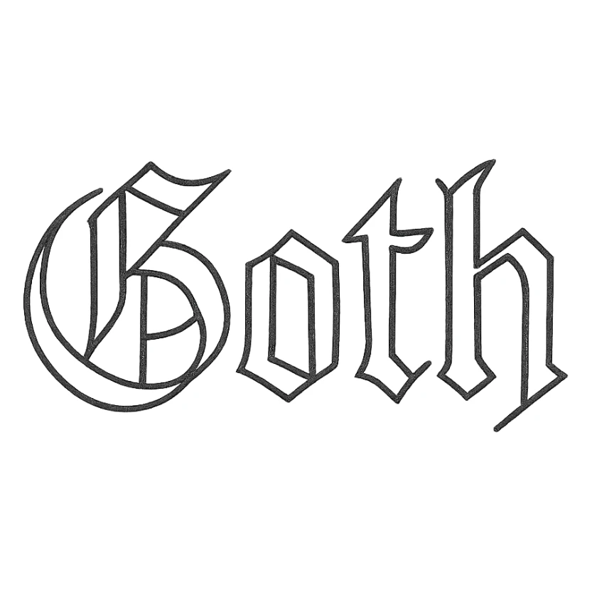 the word 'Goth' in classic blackletter gothic calligraphy, only text, no decoration sticker