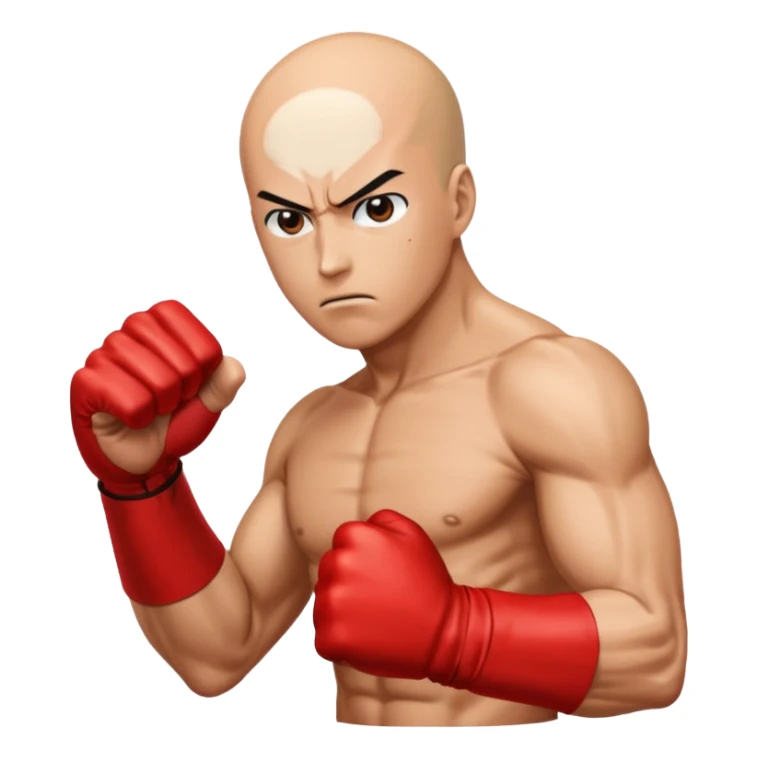 Angry Saitama with his red giant hand punching sticker
