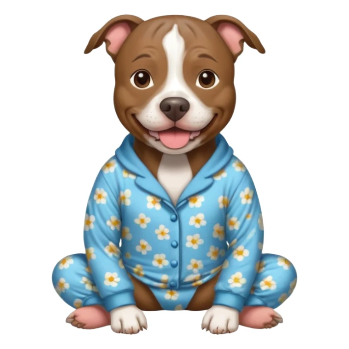 a brindle pit bull wearing comfy pajamas sticker