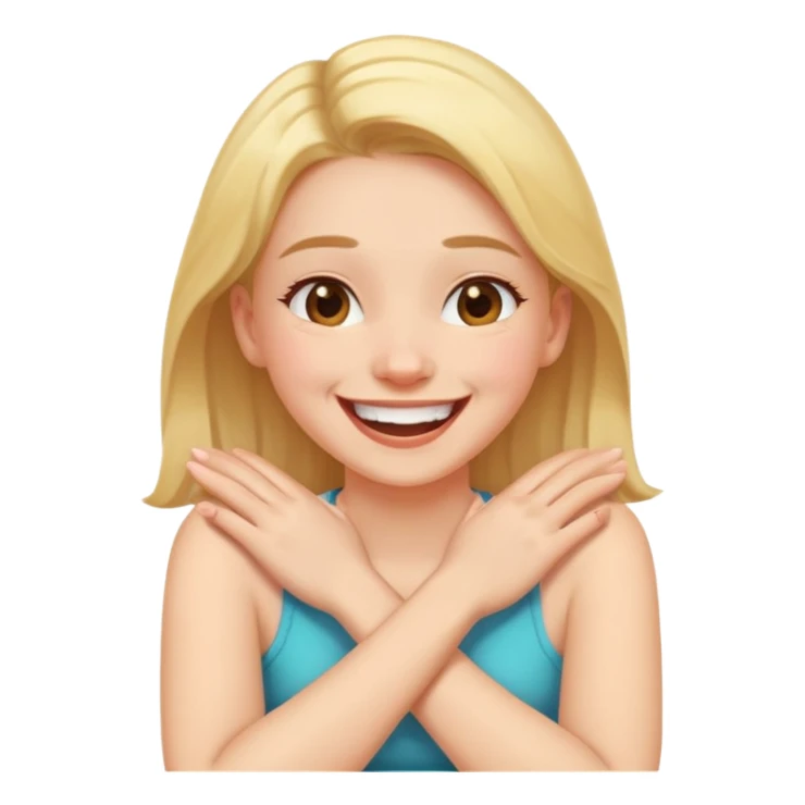 Arms crossed holding neck laughing girl sticker