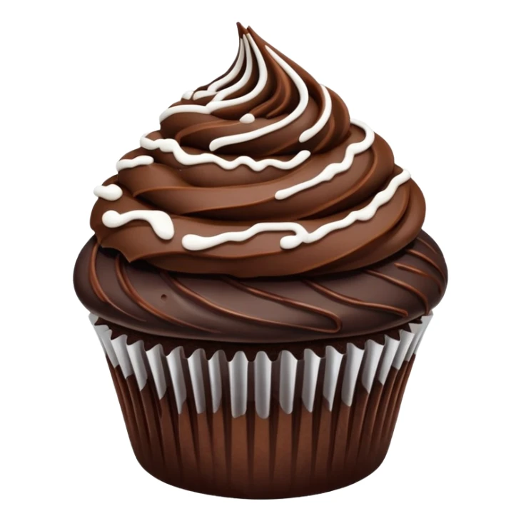 Chocolate cupcake with dark chocolate frosting with a white line drizzled on top  sticker