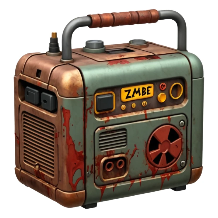 A generator for making electricity, covered in zombie guts. In a dark menacing style sticker
