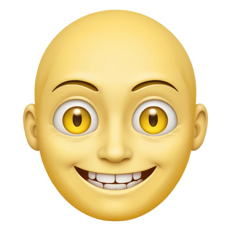 a standard yellow face that is smiling, but uncomfortable at the same time. make it slightly evil and extra points for being unsettling to look at sticker