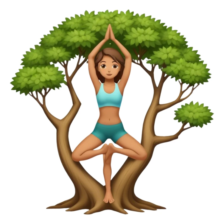 A serene woman in Tree Pose (Vrksasana) sticker