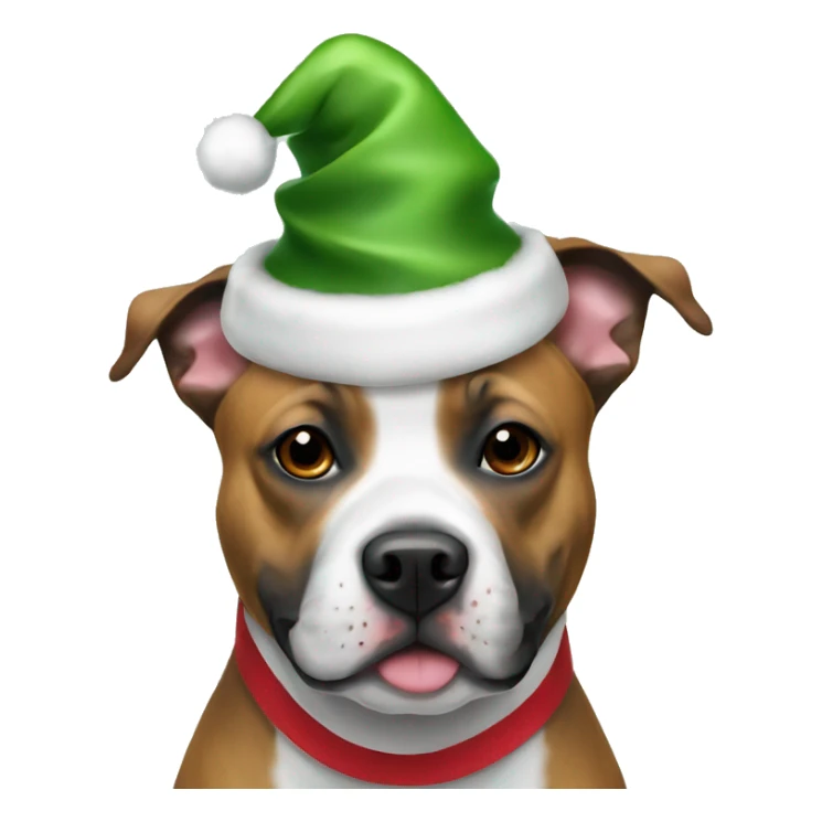 english staffy with christmas hat  sticker