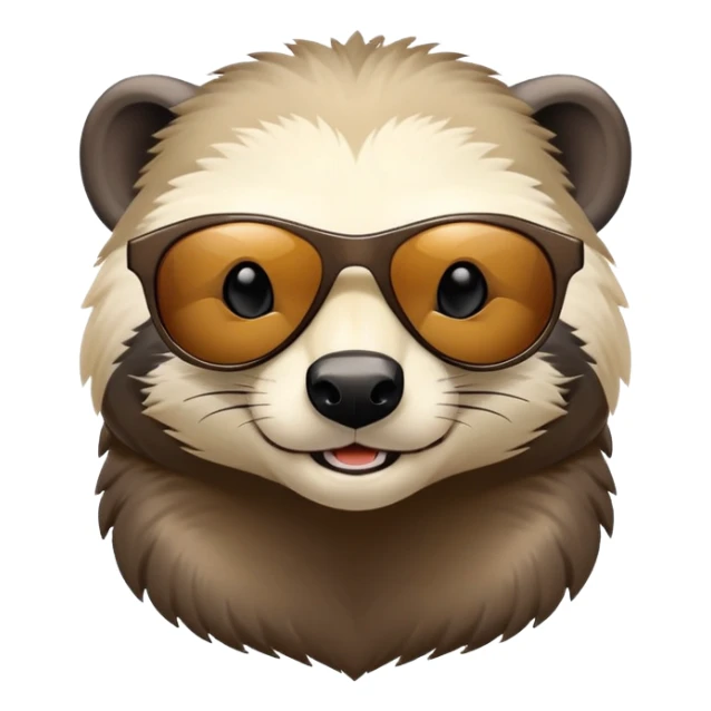 friendly anthropomorphised honey badger head and neck only, wearing sunglasses, different expression sticker