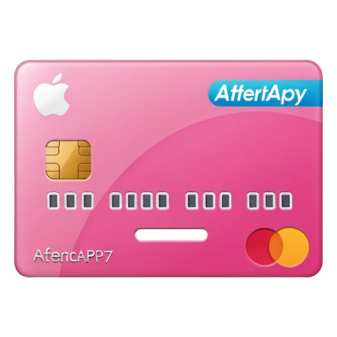 pink big afterpay word on a credit card sticker