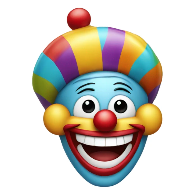 laughing emoji with a clown hat and a clown no sticker