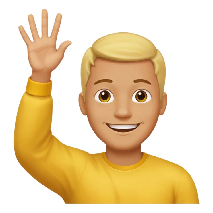 A yellow man with both his hands up waving his fingers towards himself  sticker