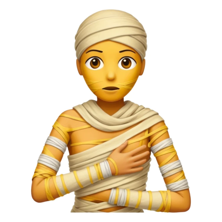 mummy wrapped in yellowed bandages, one arm stretched forward.
 sticker