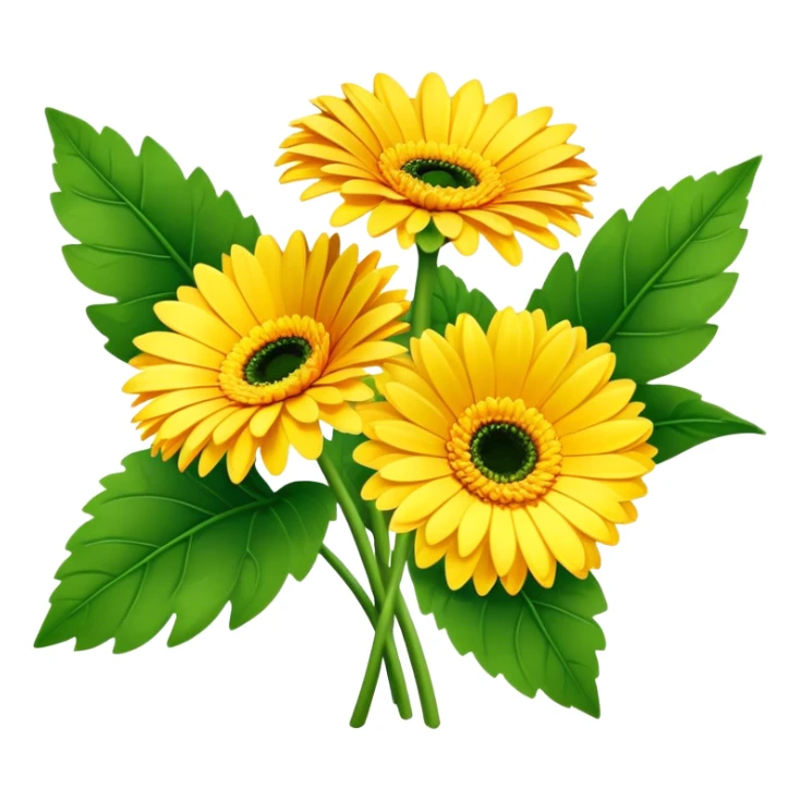 bouquet Sunshine Yellow Gerbera Daisy
, luxuriant, leaf, bud sticker