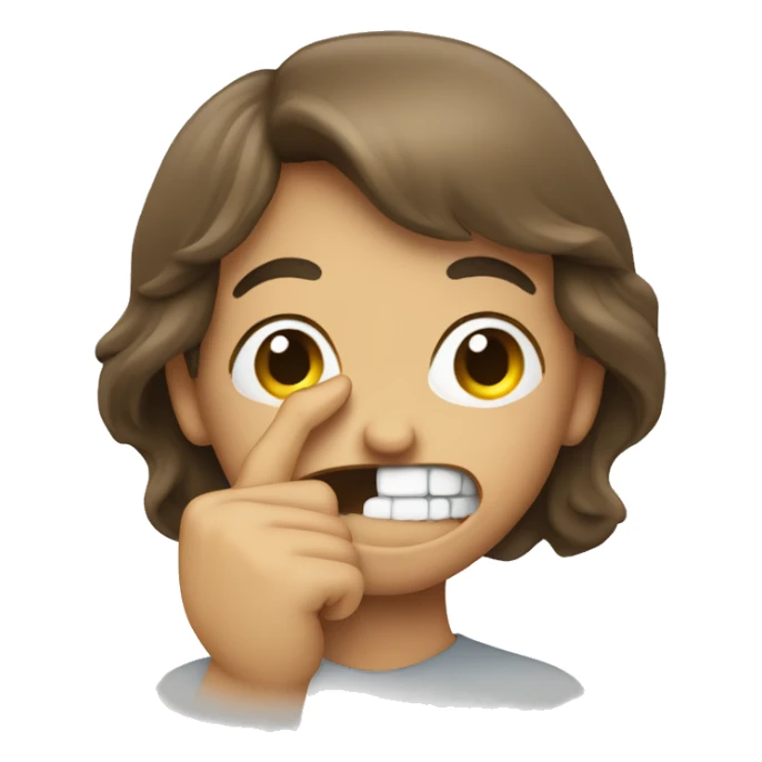 Person biting finger with smirk sticker