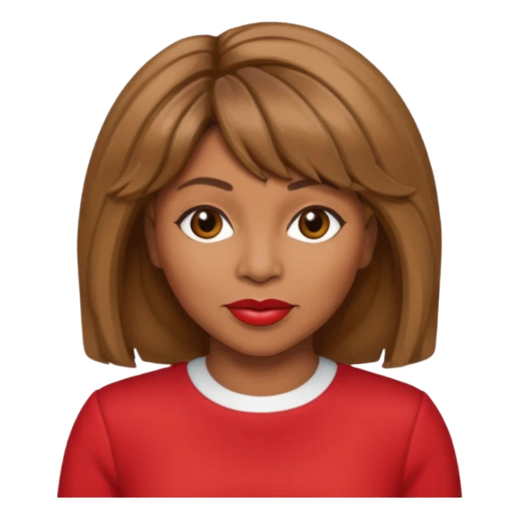 Tina Turner with long light brown hair, red outfit sticker