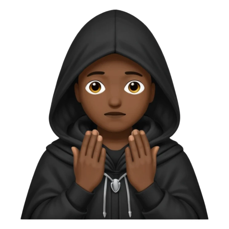 🥷🏽: inspire toi de cet emoji faisant en sorte qu’il est les mains sur ses yeux et garde sa cagoule noir sticker