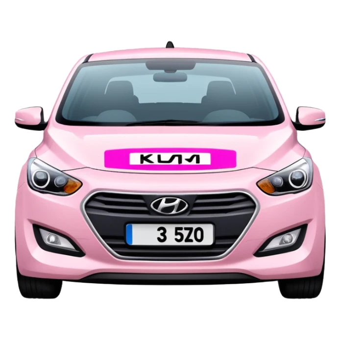 White Hyundai i30 with pink KELLIE number plate sticker