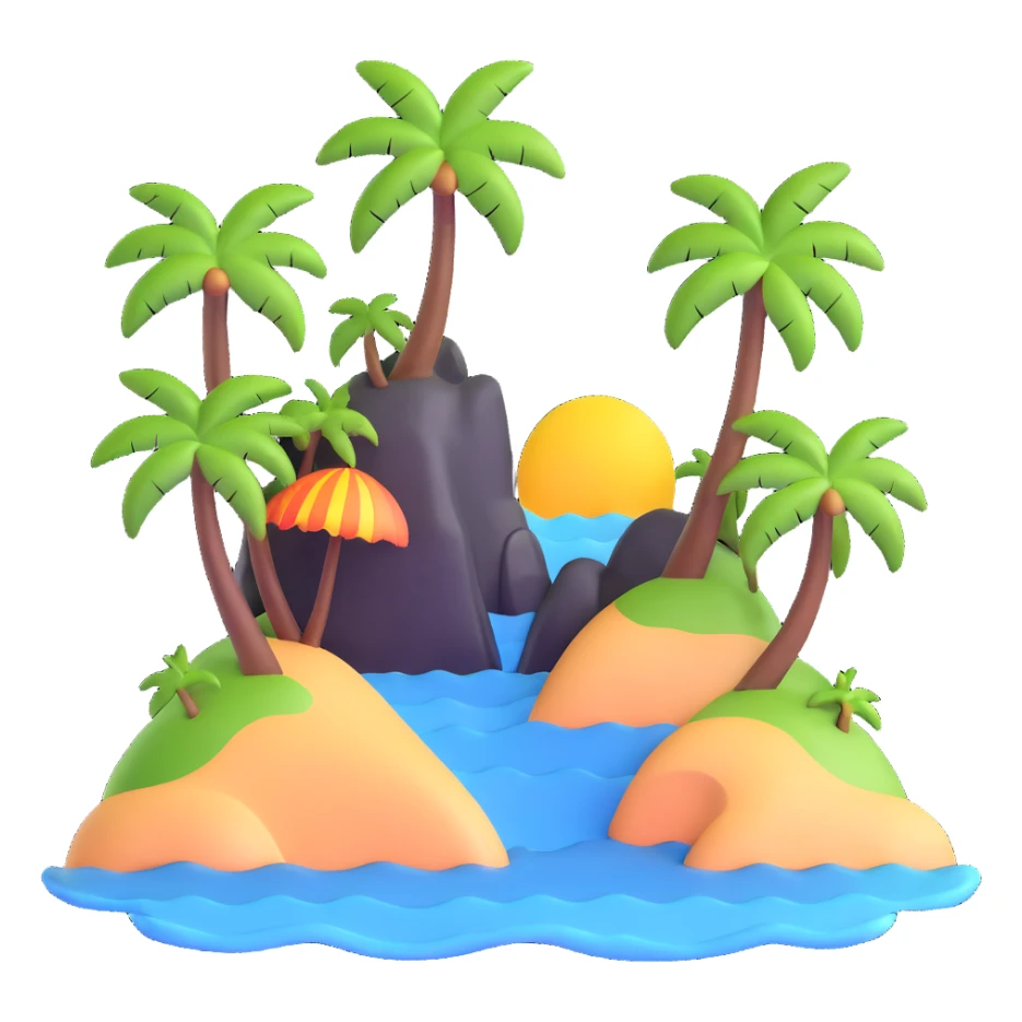 tropical island with palm trees and ocean sticker
