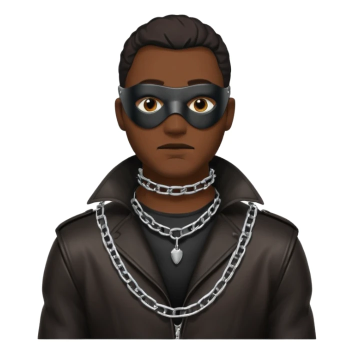 Leather masked, leather clothing, dark guy wearing chain collar sticker