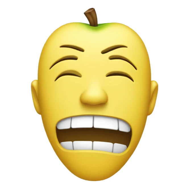 Sad face pulling off mask of happy face in Apple yellow emoji style sticker