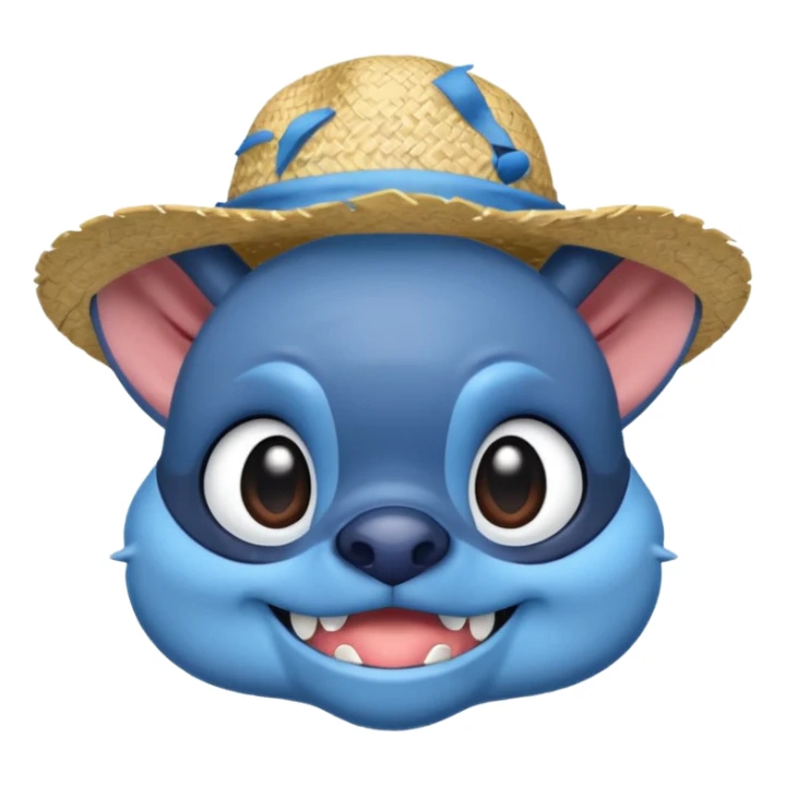 stitch qui porte un chapeau de luffy sticker