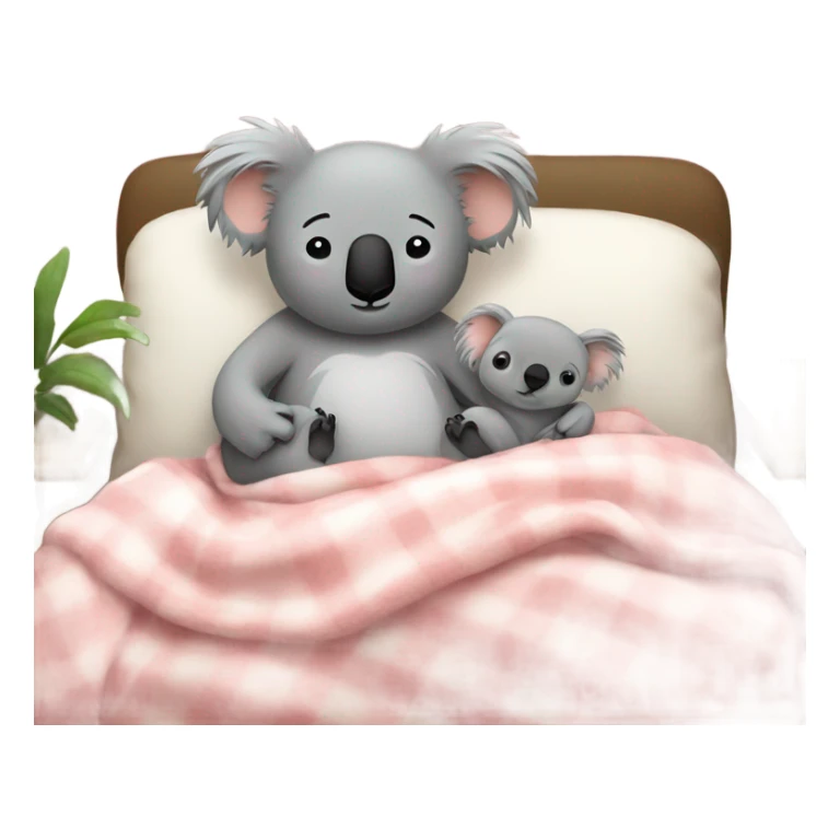 A koala and a woman sleeping on a couch under a blanket with pillows sticker