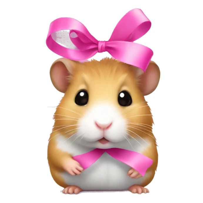 Hamster with pink ribbon sticker