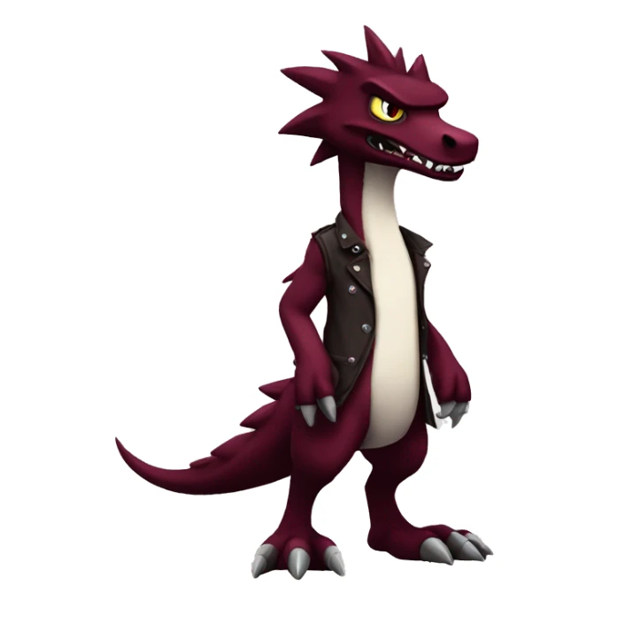Maroon Edgy Badass Sergal-raptor full-body sticker