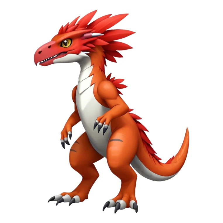Furry feather-mane Cool Edgy shiny Digimon-Fakemon-Guilmon-Velociraptor full body   sticker