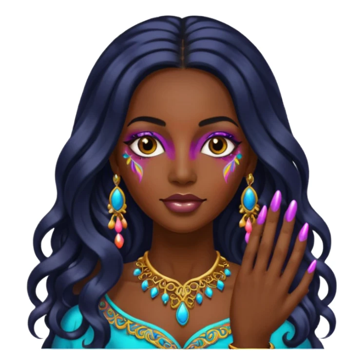 nail art black woman long hair sticker