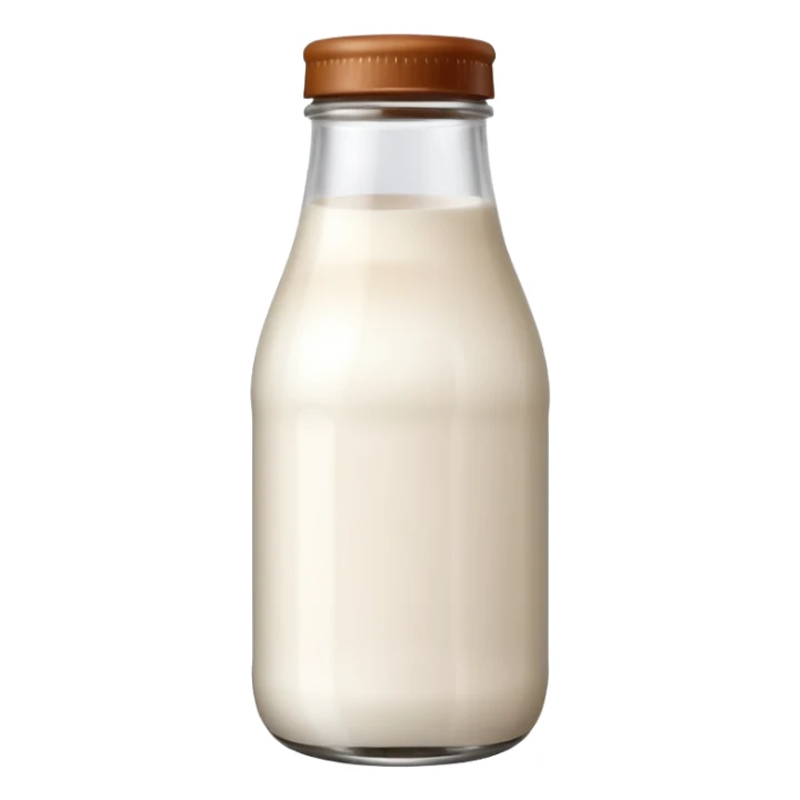 Cute glass milk bottle, white milk, brown cap sticker