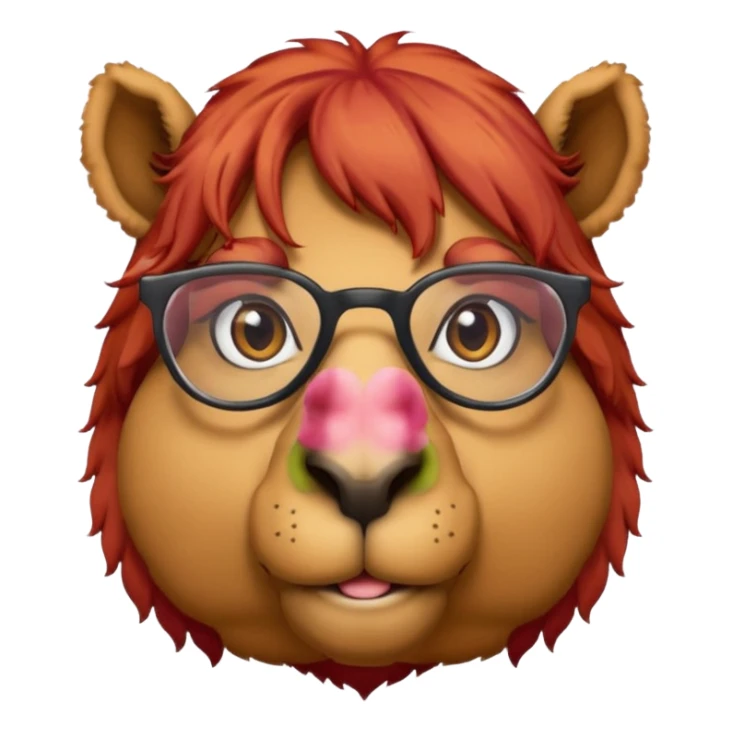 camel face with red hair and glasses sticker