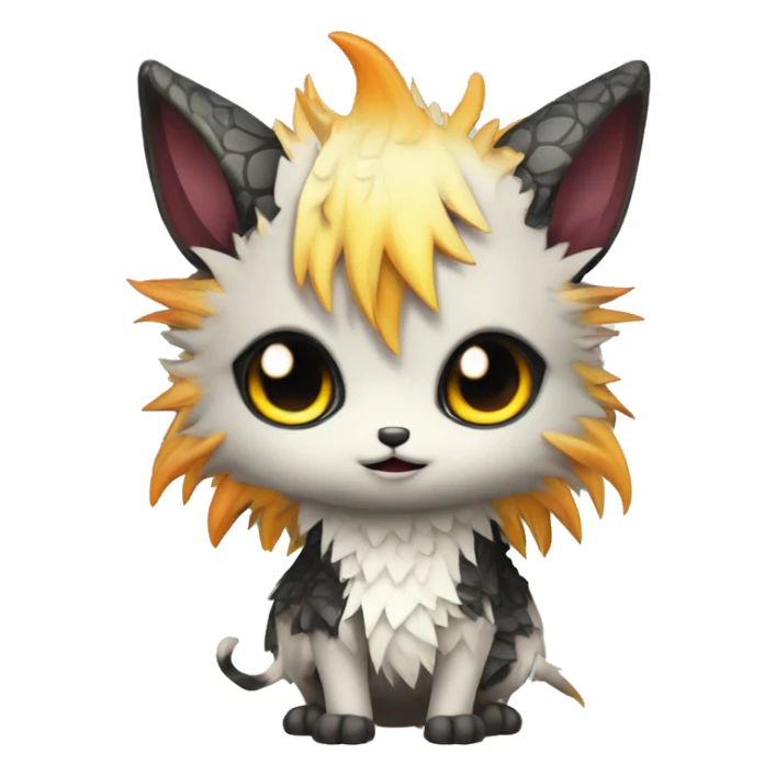 an edgy cute kawaii vernid-fionbri with splash patterns full body sticker