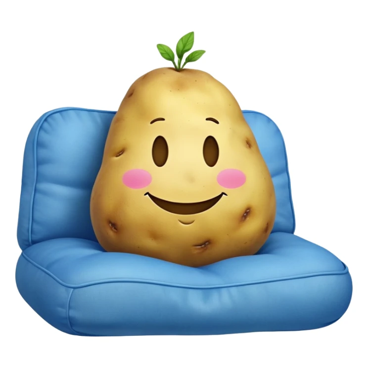 Potato whit a smiley face sitting on a cushion sticker