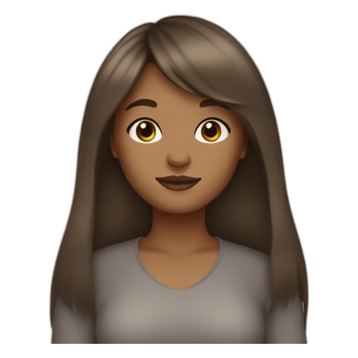 brown long hair brown girl with curtain bangs sticker