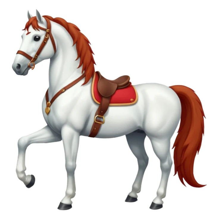 Christmas white horse with red saddle a full-length  sticker