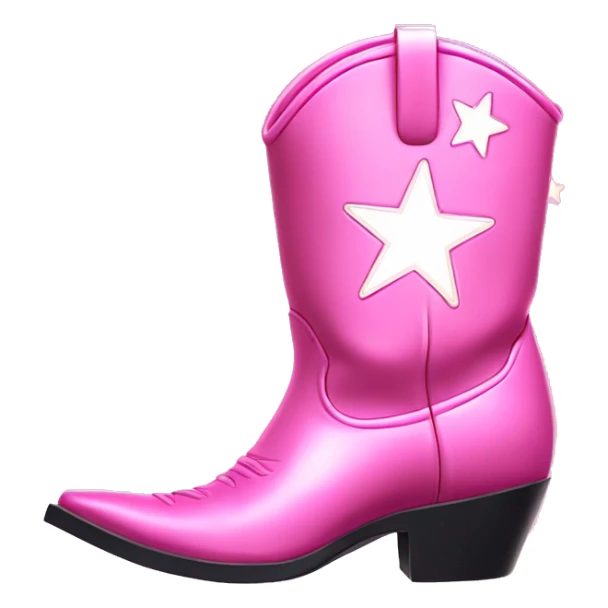 Pink cowboy boots with stars iridescent two boots sticker