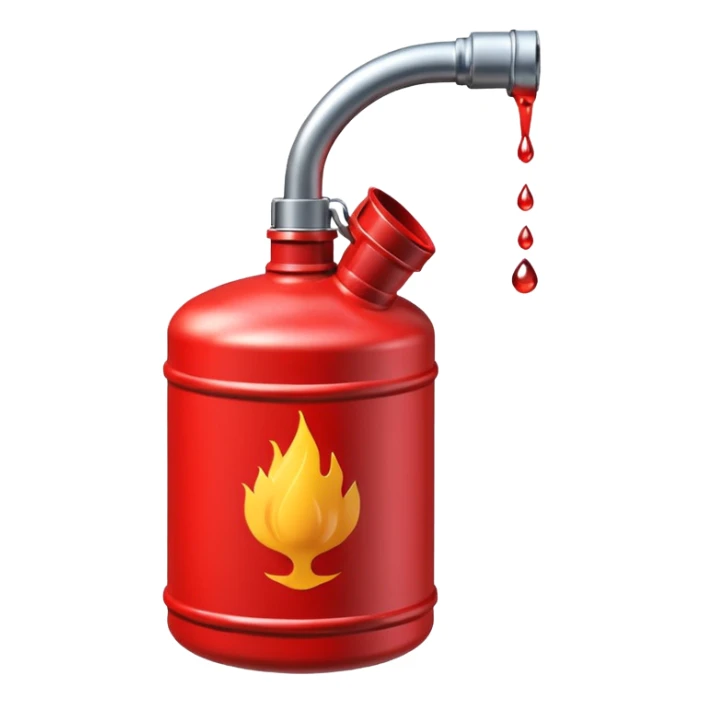 red gasoline canister plain pouring drops of diesel no fire sticker