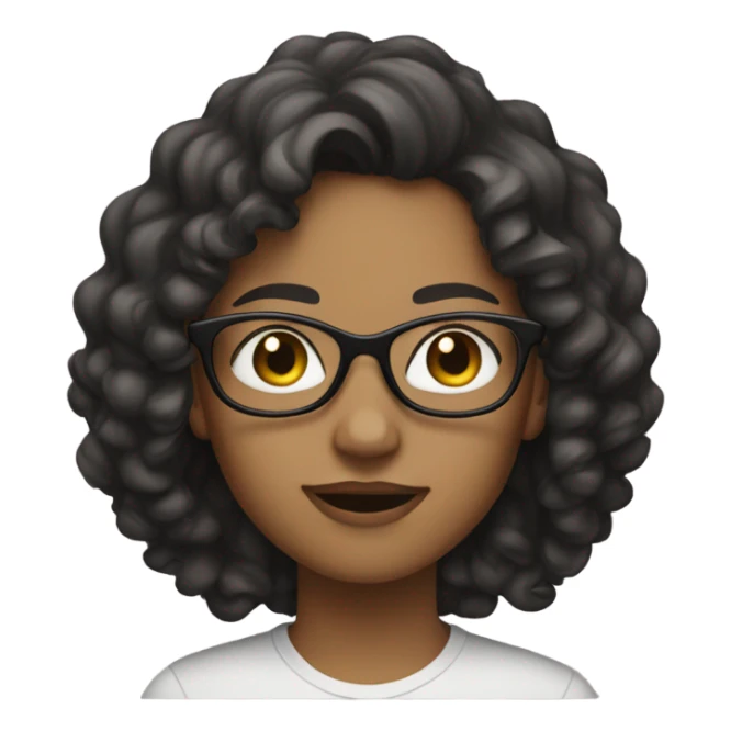 A girl with curly and wavy long hair with black glases sticker