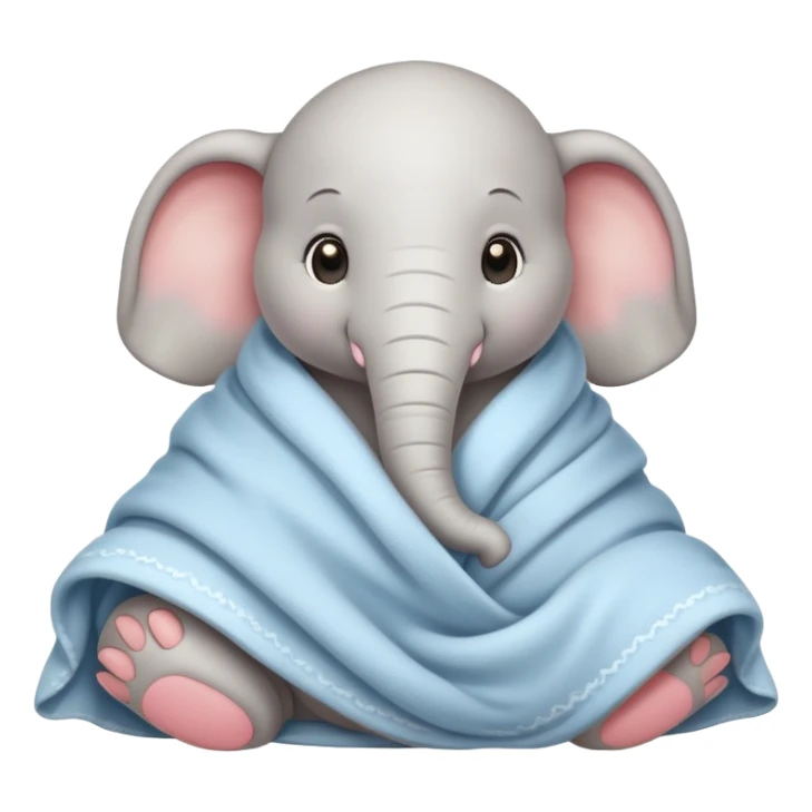 baby white elephant cozy in blanket sticker