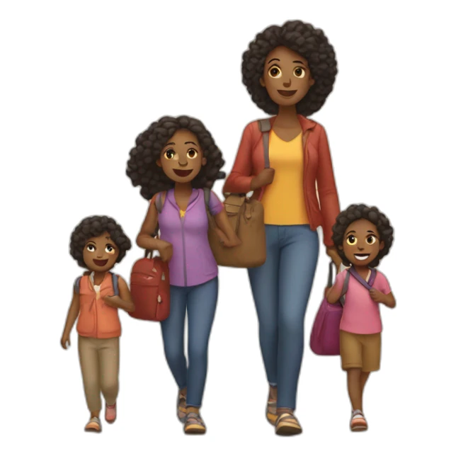 Black mother with 4 kids traveling sticker