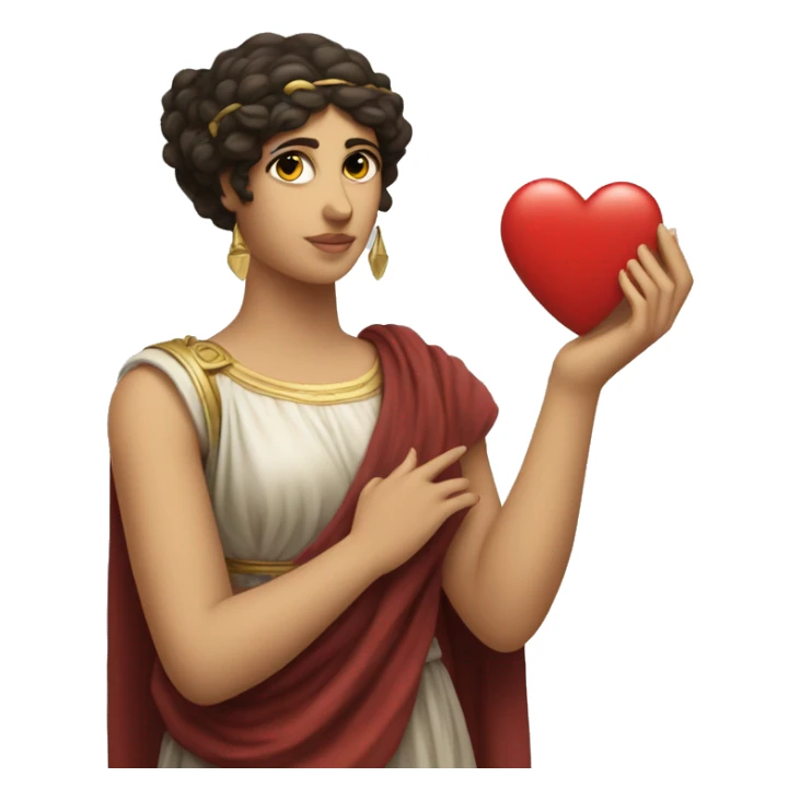 Greek Sappho holds a heart in her hand sticker
