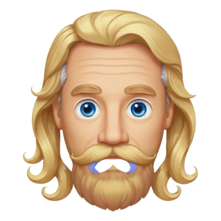MID AGE MAN WITH LONG BLOND WAVY HAIR, MOUSTACH AND BEARD sticker