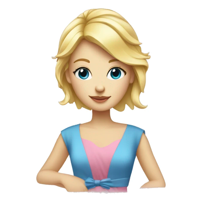 jeune fille blonde au yeux bleu robe rose sticker