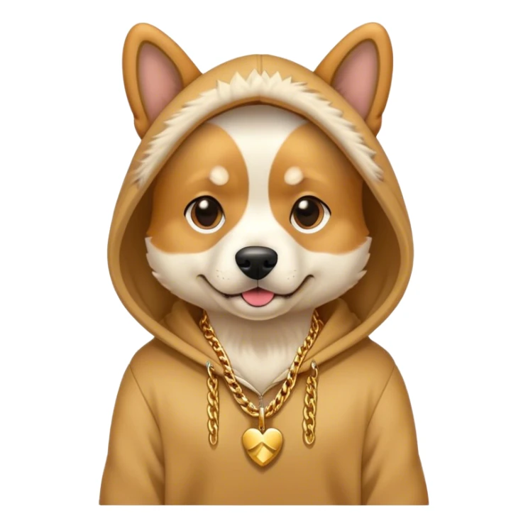 Dog hoodie and gold chain necklace sticker