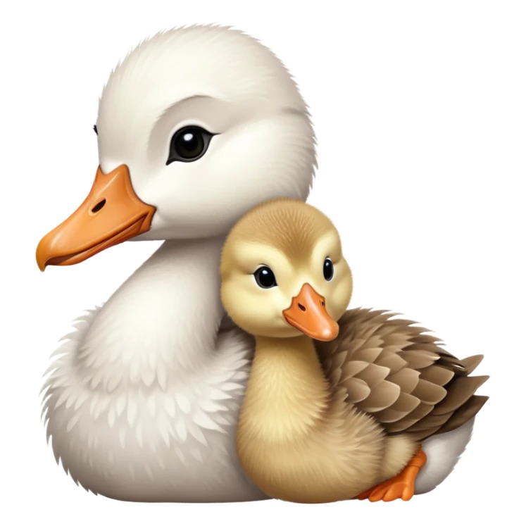 baby goose cuddling another baby goose  sticker
