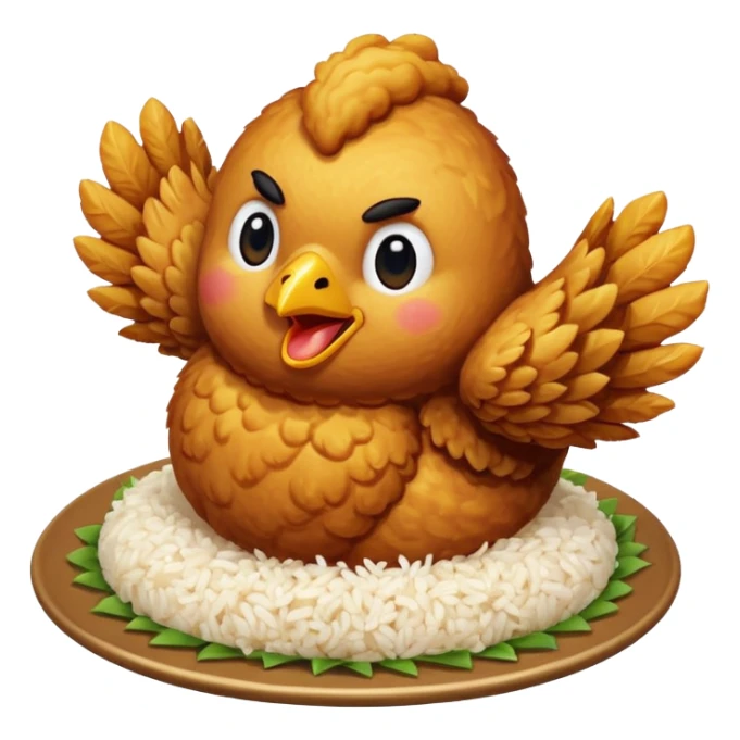 chicken dancing on top of rice (a chicken rice emoji) sticker
