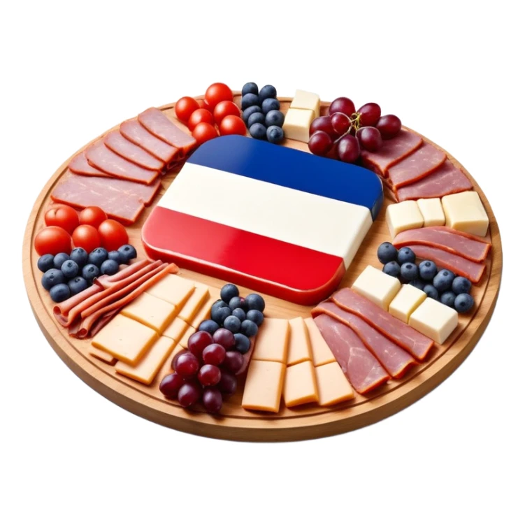 French flag on top of a SPAM charcuterieplatter sticker