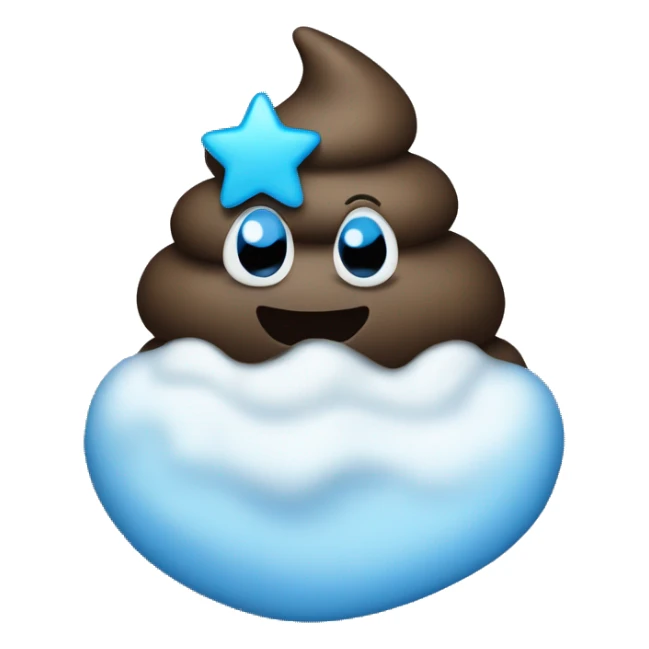 Blue and white poop with a 6 star sticker