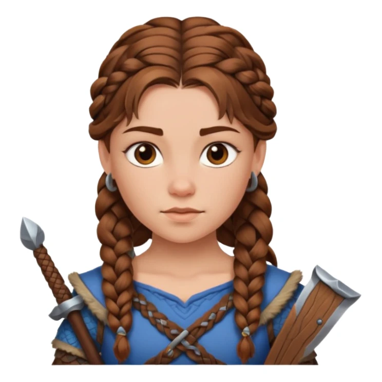 Girl viking brown hair sticker